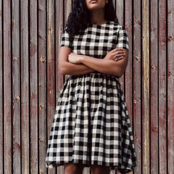 Kingdom & State Buffalo Check Flannel Cotton Dress Women’s Size Small - Picture 1 of 10